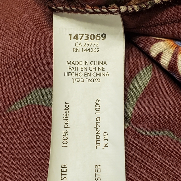 Dex Women's Plus Size 2XL Floral Faux Wrap Top Long Sleeved Elastic Waist Wine - Picture 6 of 7